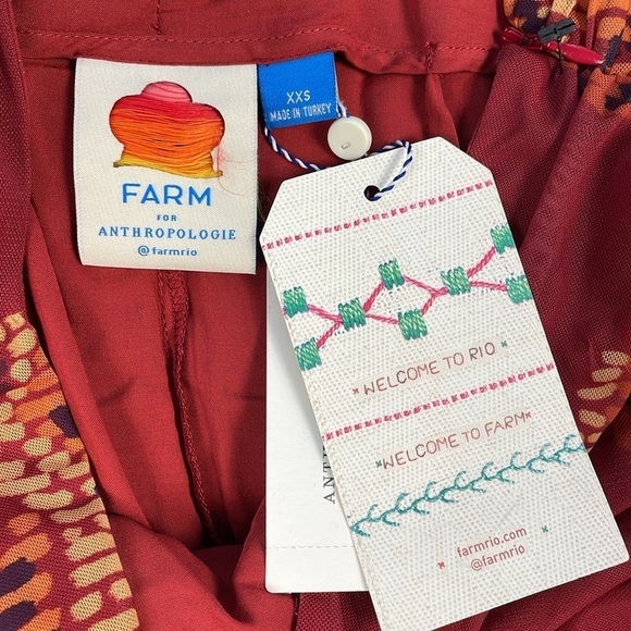 NWT Farm Rio for Anthropologie Ruched Mesh Mini Skirt Red Abstract Sz XXS - Picture 9 of 16